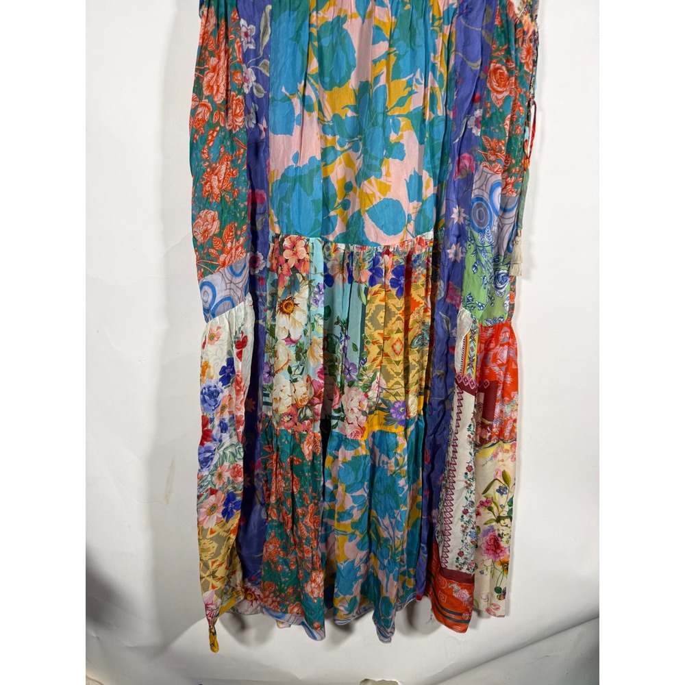 Johnny Was Patchwork Floral Maxi Dress XL Cupra Rayon Tiered Boho C37320-A7 - Picture 6 of 9